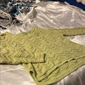 Women's Green Cable Knit Sweater
